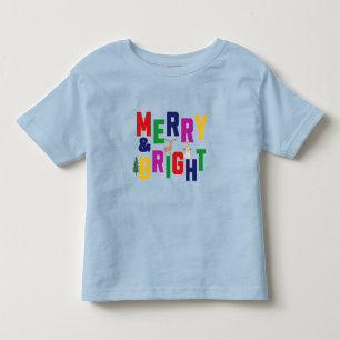 Merry and Bright Pine Tree Reindeer Snowman  Toddler T-shirt
