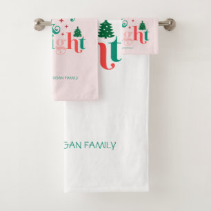 Merry And Bright Pine Tree Snowflakes Bath Towel Set