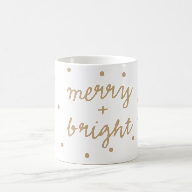 Merry and Bright Polka Dot Pattern Christmas Mug (Center)