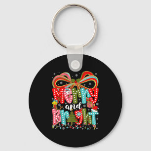 Merry And Bright Preppy Coquette Bow Christmas Wom Keychain
