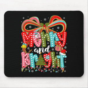 Merry And Bright Preppy Coquette Bow Christmas Wom Mouse Pad