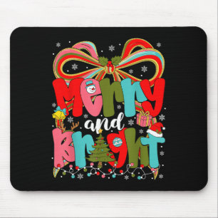 Merry And Bright Preppy Coquette Bow Christmas Wom Mouse Pad
