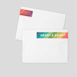 Merry and Bright Rainbow Christmas Return Address Wrap Around Label<br><div class="desc">Modern and colourful Christmas holiday return address labels feature "Merry & Bright" text in white sans serif text paired with a bold background pattern of diagonal rainbow stripes. Personalize with your return address wording.</div>