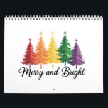 Merry And Bright Rainbow Christmas Tree Gay LGBTQ  Calendar<br><div class="desc">Merry And Bright Rainbow Christmas Tree Gay LGBTQ Pride</div>