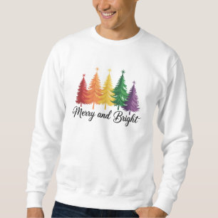 Merry And Bright Rainbow Christmas Tree Gay LGBTQ Sweatshirt