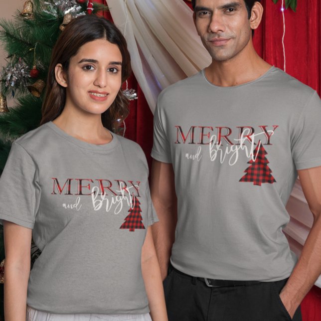 Merry And Bright Red Buffalo Plaid Tree T-Shirt (Creator Uploaded)