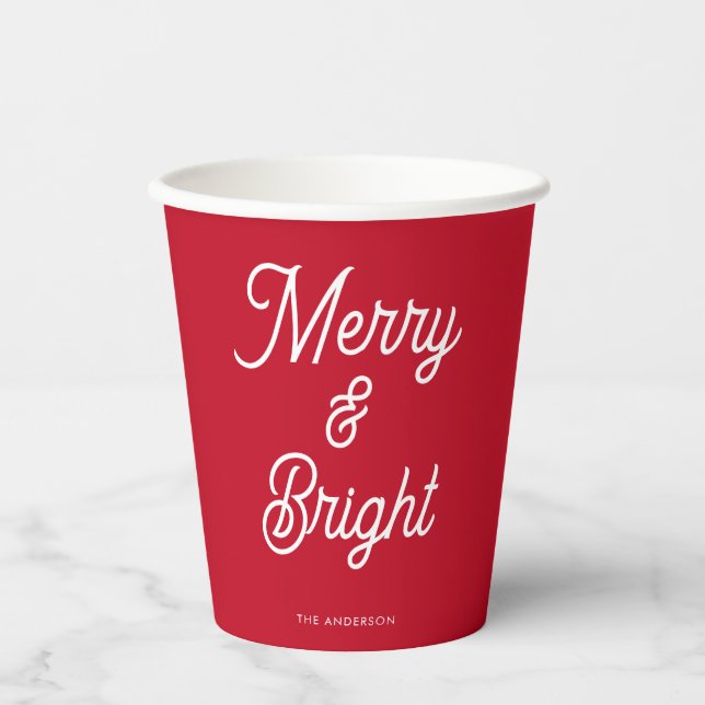 Merry and Bright Red Christmas  Paper Cups (Front)