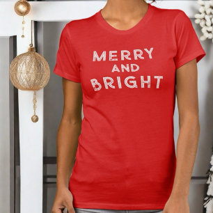 Merry and Bright red Christmas white monogram cool T-Shirt