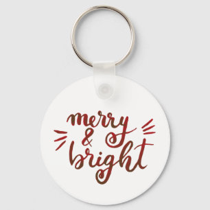 Merry and bright - red keychain