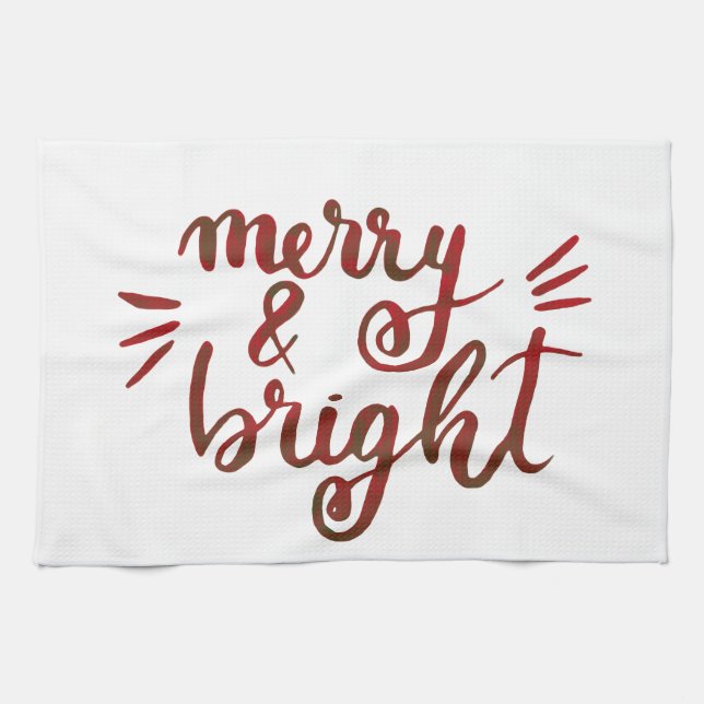 Merry and bright - red kitchen towel (Horizontal)