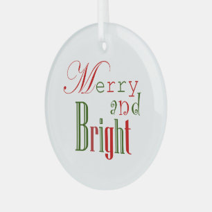 Merry and Bright, Red 'n Green Glass Ornament
