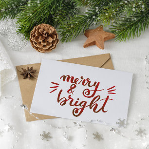 Merry and bright - red postcard