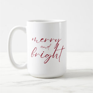 Merry and Bright red script Christmas Coffee Mug