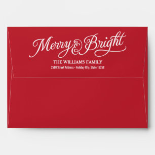 Merry and Bright Red Script Holiday Mailing Envelopes