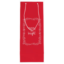 Merry and Bright Red Swirl Ribbon Holiday Bag