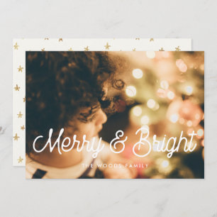 Merry and Bright Retro Vintage Christmas Photo Holiday Card