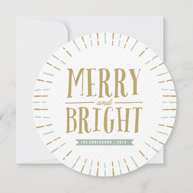 Merry and Bright Round Photo Card (Front)