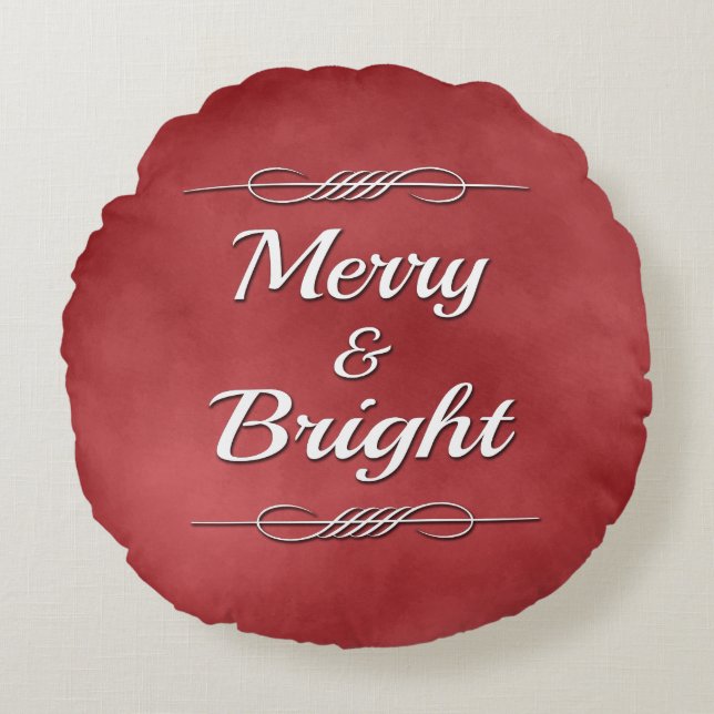 Merry and Bright Round Pillow (Front)