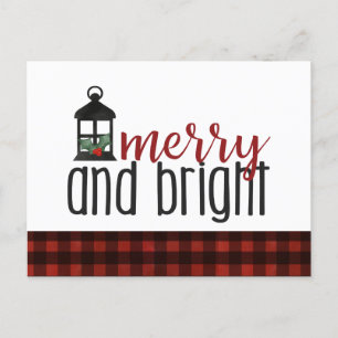 Merry and Bright Rustic Country Christmas Card 