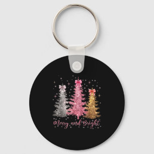 Merry And Bright Santa Christmas Tree Lights Pajam Keychain