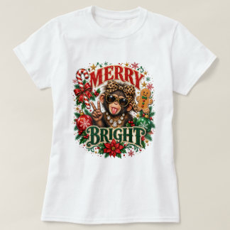 Merry and Bright Sassy Monkey Christmas Shirt, Cut T-Shirt