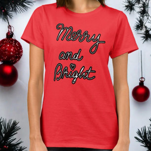 Merry and Bright script Christmas festive trendy T-Shirt