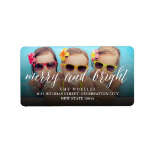 Merry And Bright Script Christmas Return Address Label