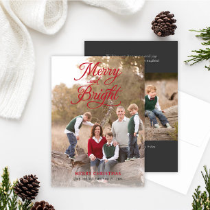 Merry and Bright Script Photo Holiday Cards