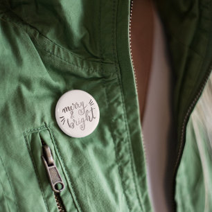 Merry and bright - silver 1 inch round button