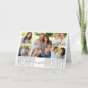 Merry and Bright Silver Foil Photo Holiday Card