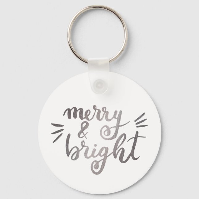 Merry and bright - silver keychain (Front)