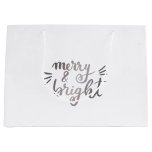 Merry and bright - silver large gift bag
