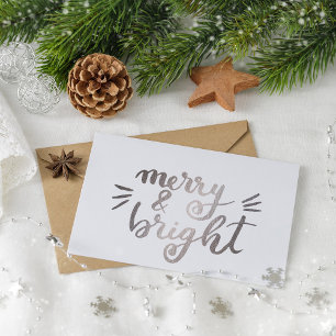 Merry and bright - silver postcard