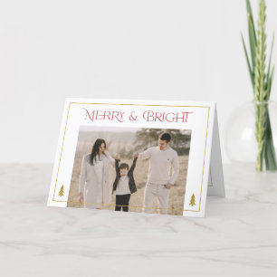 Merry and Bright, Simple Modern Christmas photo H Holiday Card