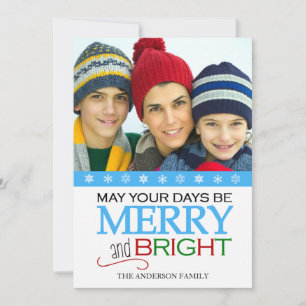 Merry and Bright Snowflake 5x7 Photo Card - Aqua