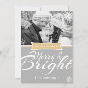 Merry and Bright Snowflake Christmas Flat Card