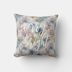Merry and Bright Snowflakes Christmas Throw Pillow