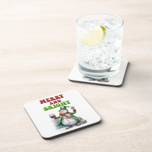Merry and Bright Snowman Coaster