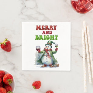 Merry and Bright Snowman  Napkin