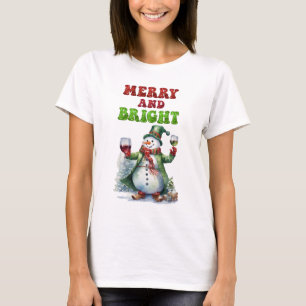Merry and Bright Snowman  T-Shirt