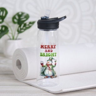 Merry and Bright Snowman  Water Bottle