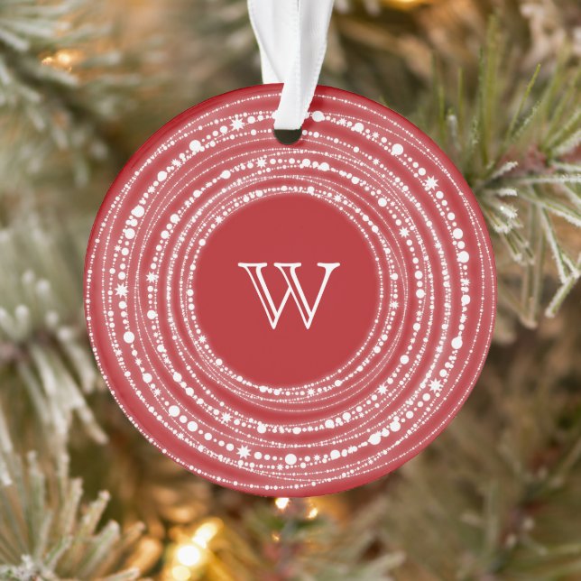 Merry And Bright Sparkles Monogram Christmas Photo Ornament (Tree)