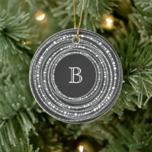 Merry And Bright Sparkles Stylish Christmas Photo Ceramic Ornament