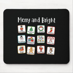 Merry And Bright Speech Therapist AAC SLP Christma Mouse Pad