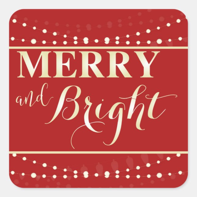 Merry and Bright Square Sticker (Front)