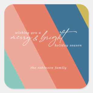 Merry and Bright Striped Holiday Sticker