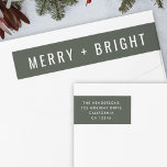 Merry and Bright | Stylish Dark Green Christmas  Wrap Around Label<br><div class="desc">A stylish modern holiday wrap around return address label with a bold typography quote "Merry   Bright" in white with a dark forest green feature colour. The greeting and name can be easily customized for a personal touch. A trendy,  minimalist and contemporary christmas design to stand out this holiday season!</div>