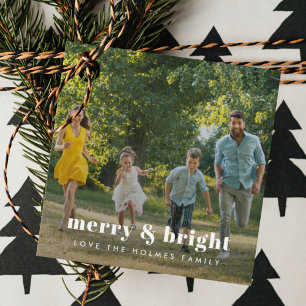 Merry and Bright Stylish Family Photo Christmas Favour Tags