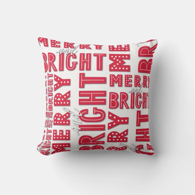 Merry and Bright Throw Pillow (Front)