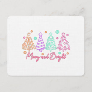 Merry and Bright Tree Neon Christmas Invitation